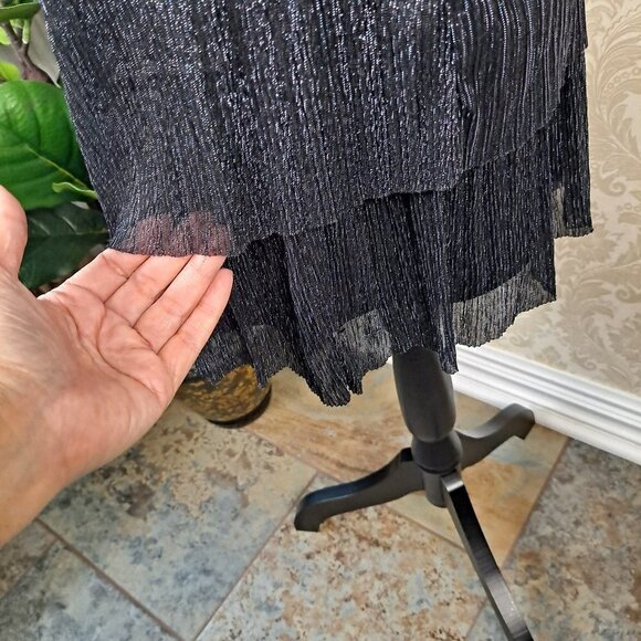 Cache Size 0 Black Metallic Halter Dress Sleeveless Embellished Neckline EUC - Picture 7 of 15